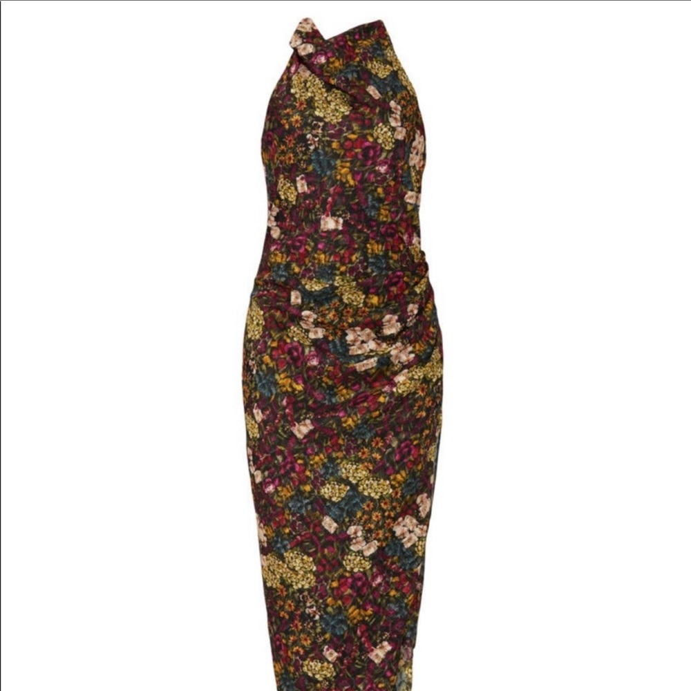 Amanda Uprichard Dark Floral Halter Dress